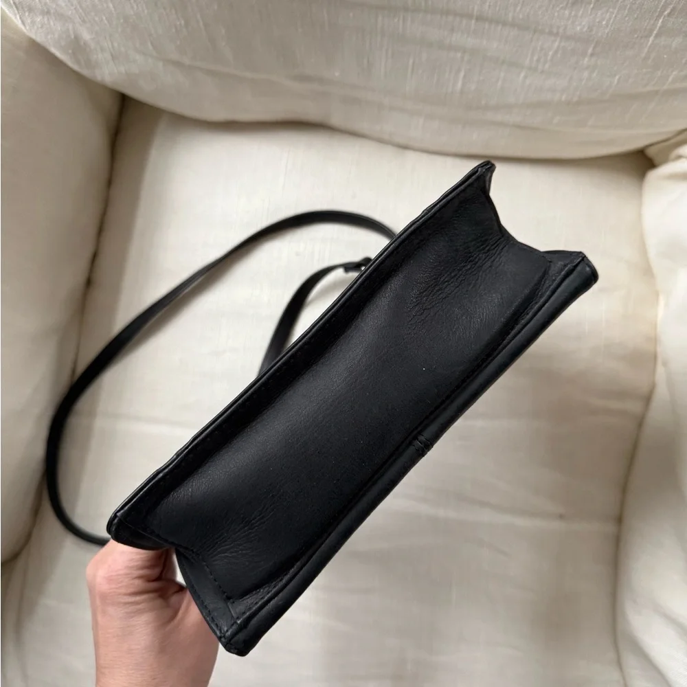 Vintage fossil Black Leather double sided crossbody Shoulder Bag - Picture 3 of 7